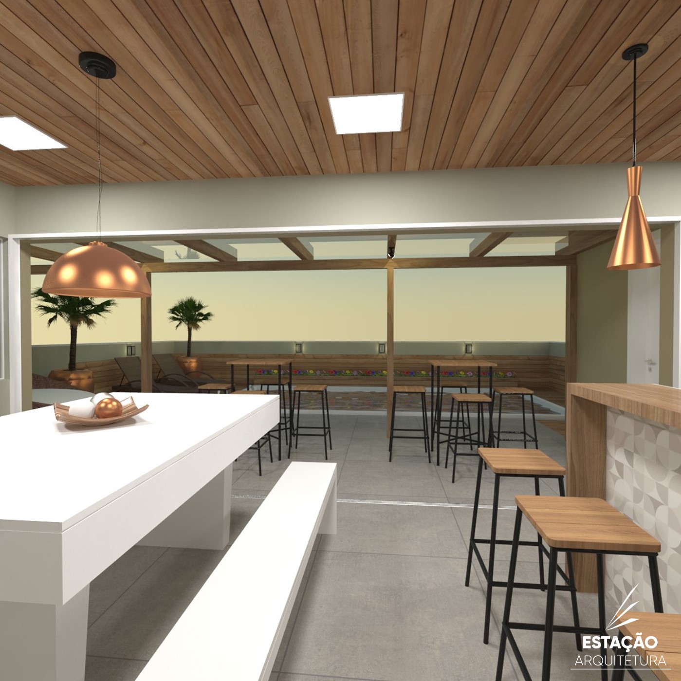 Área Gourmet e de piscina em Palhoça - Projeto de Interiores e Paisagismo - Estação Arquitetura